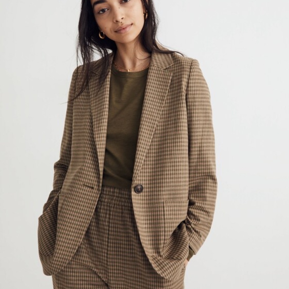 Madewell Women's Tan Checkered Blazer XL